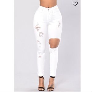 White ripped jeans